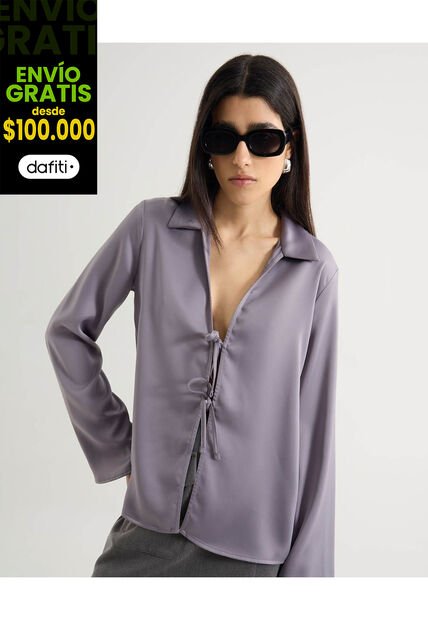 Blusa Para Mujer Manga Larga Color Gris Marca Seven Seven #28124053