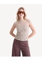 Camiseta En Encaje Cuello Perkins  Para Mujer Taupe Seven Seven de Seven Seven