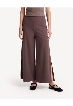 Pantalón Culotte Con Aberturas Para Mujer Café Seven Seven