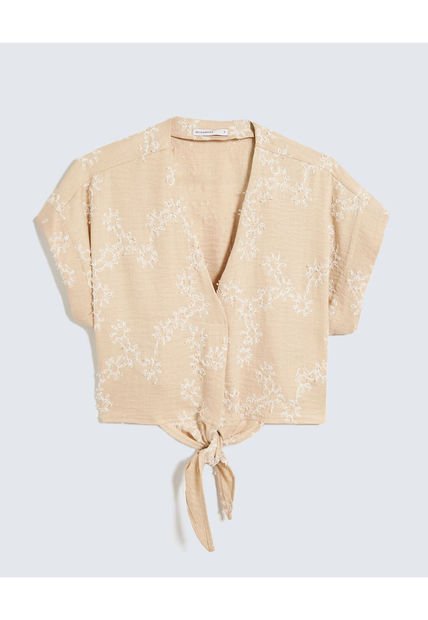 Blusa Para Mujer Manga Corta Color Beige Marca Seven Seven #28124057