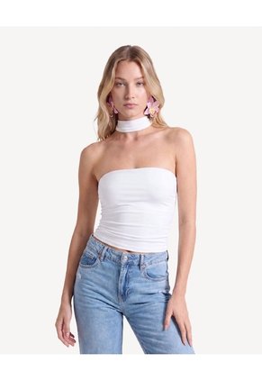 Camiseta Halter Con Tiras Cruzadas Para Mujer Crudo Seven Seven