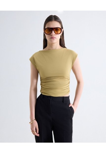 Blusa Recogidos Laterales  Para Mujer Verde Seven Seven