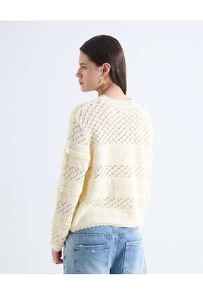 Saco Texturizado Cuello Redondo  Para Mujer Crudo Seven Seven