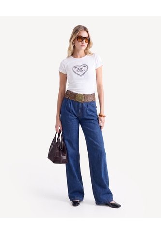 Camiseta Ajustada Con Estampado  Para Mujer Crudo Seven Seven Seven Seven