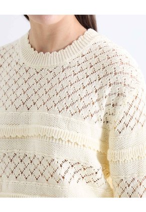 Saco Texturizado Cuello Redondo  Para Mujer Crudo Seven Seven