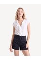 Blusa Con Volantes Y Abotonadura  Para Mujer Crudo Seven Seven de Seven Seven