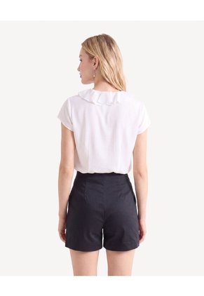Blusa Con Volantes Y Abotonadura  Para Mujer Crudo Seven Seven