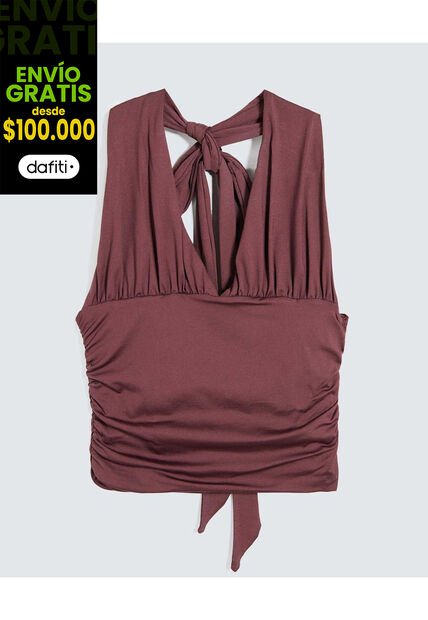 Camiseta Para Mujer Manga Sisa Cuello V Color Vino Marca Seven Seven #28096250