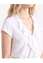 Blusa Con Volantes Y Abotonadura  Para Mujer Crudo Seven Seven de Seven Seven