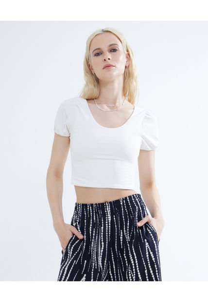 Camiseta Para Mujer Manga Corta Color Marfil Marca Seven Seven #28095691