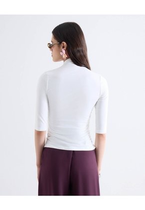 Camiseta Cuello Perkins Para Mujer Crudo Seven Seven