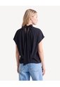 Blusa Cuello Alto Con Drapeado  Para Mujer Negro Seven Seven de Seven Seven