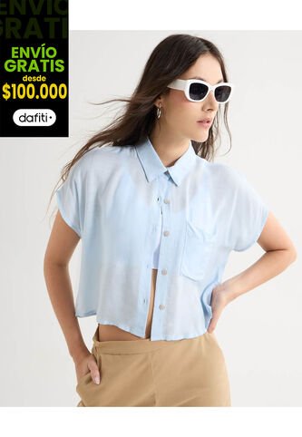 Blusa Para Mujer Manga Corta Color Azul Marca Seven Seven #28124016 Seven Seven