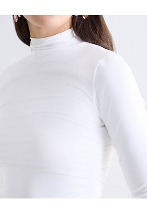 Camiseta Cuello Perkins Para Mujer Crudo Seven Seven