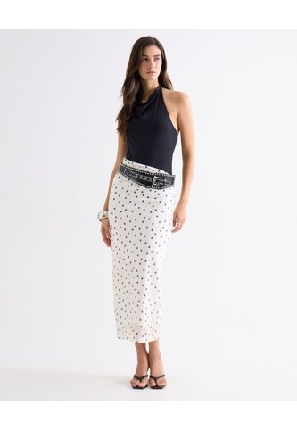 Falda Mesh Con Puntos Decorativos  Para Mujer Crudo Seven Seven Seven Seven