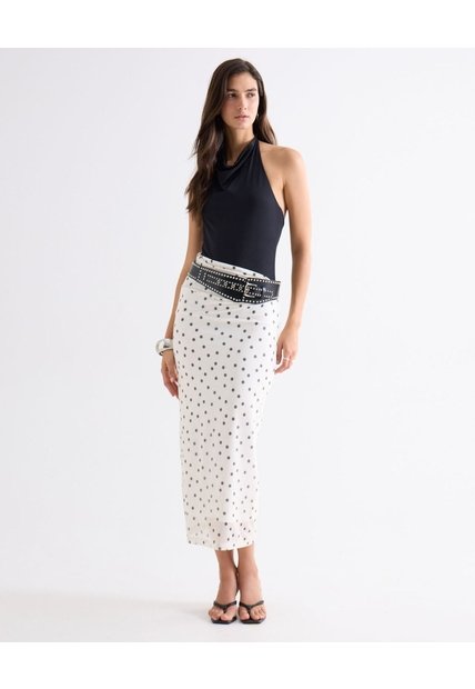 Falda Mesh Con Puntos Decorativos  Para Mujer Crudo Seven Seven