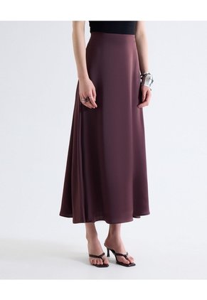 Falda Maxi Satín Para Mujer Café Seven Seven