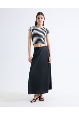 Falda Maxi Satín  Para Mujer Negro Seven Seven Seven Seven