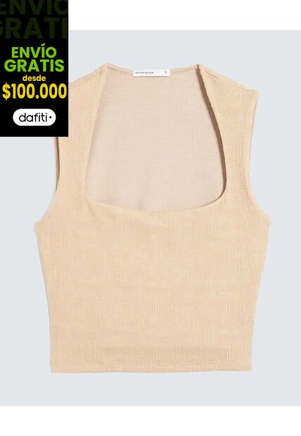 Camiseta Para Mujer Manga Sisa Moda Color Beige Marca Seven Seven #28096277