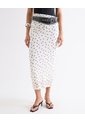 Falda Mesh Con Puntos Decorativos  Para Mujer Crudo Seven Seven de Seven Seven
