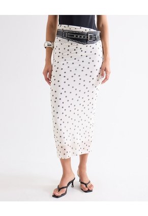Falda Mesh Con Puntos Decorativos  Para Mujer Crudo Seven Seven