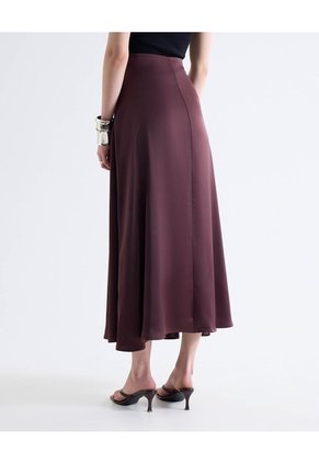 Falda Maxi Satín Para Mujer Café Seven Seven
