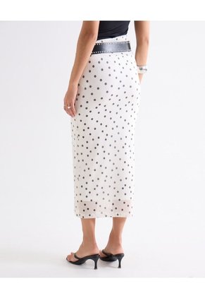 Falda Mesh Con Puntos Decorativos  Para Mujer Crudo Seven Seven