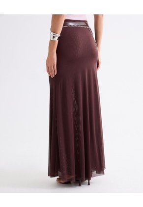 Falda Midi Con Recogido Sutil  Para Mujer Vino Seven Seven
