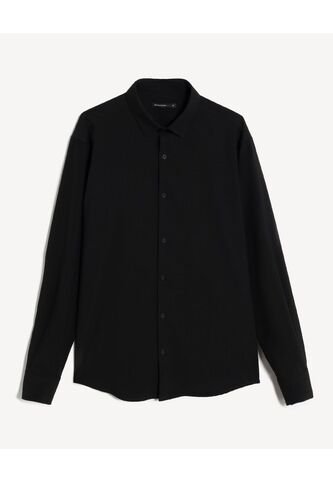 Camisa Regular Cuello Gales  Para Hombre Negro Seven Seven Seven Seven