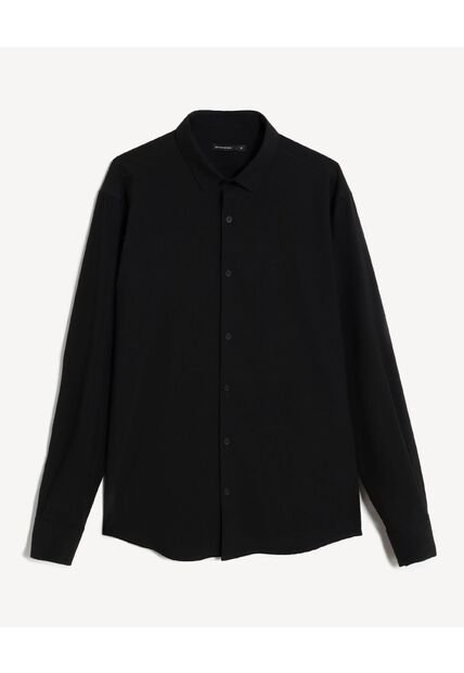 Camisa Regular Cuello Gales  Para Hombre Negro Seven Seven