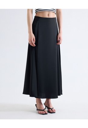 Falda Maxi Satín Para Mujer Negro Seven Seven