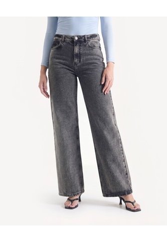 Jean Wide Leg Acid Wash  Para Mujer Negro Seven Seven Seven Seven