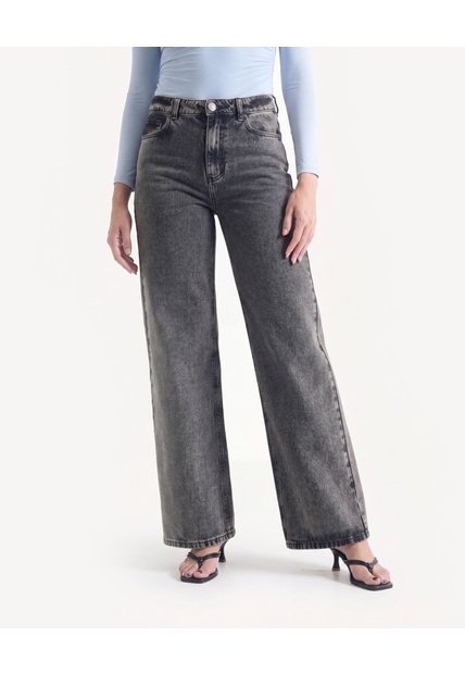 Jean Wide Leg Acid Wash  Para Mujer Negro Seven Seven