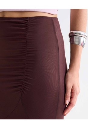 Falda Midi Con Recogido Sutil  Para Mujer Vino Seven Seven
