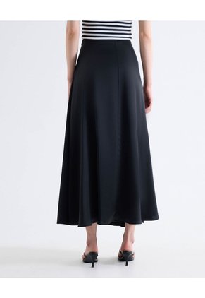Falda Maxi Satín Para Mujer Negro Seven Seven