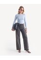 Jean Wide Leg Acid Wash  Para Mujer Negro Seven Seven de Seven Seven