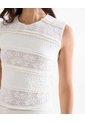 Vestido Encaje Con Ruedo  Para Mujer Crema Seven Seven de Seven Seven
