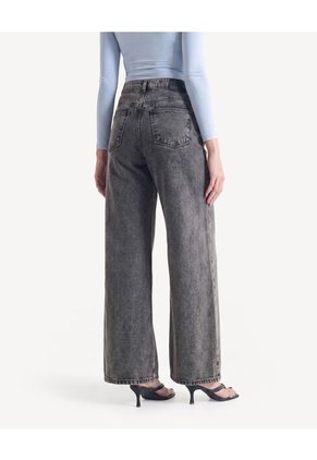 Jean Wide Leg Acid Wash  Para Mujer Negro Seven Seven