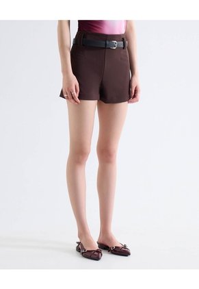 Short Sastre Con Cinturón  Para Mujer Café Seven Seven