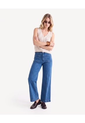 Chaleco Tejido Bicolor  Para Mujer Beige Seven Seven