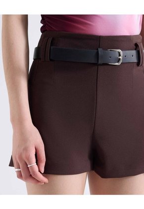 Short Sastre Con Cinturón  Para Mujer Café Seven Seven