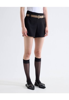Short Con Cinturón Para Mujer Negro Seven Seven