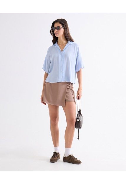 Skort Pareo Con Lazo Lateral  Para Mujer Café Seven Seven