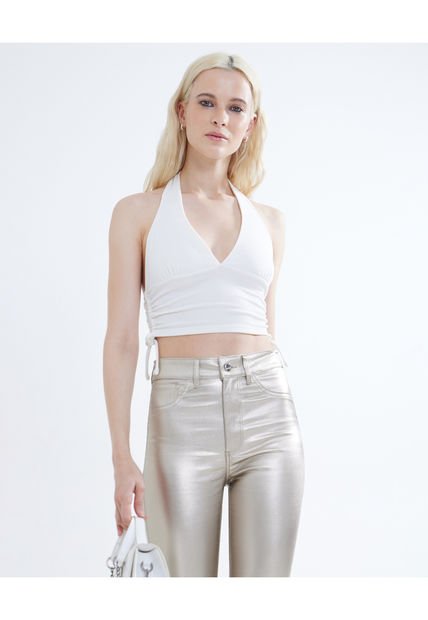 Crop Top Para Mujer Manga Sisa Color Crema Marca Seven Seven #28095695
