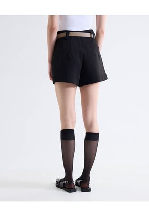 Short Con Cinturón Para Mujer Negro Seven Seven