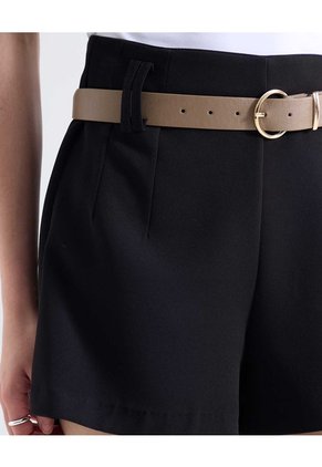 Short Con Cinturón Para Mujer Negro Seven Seven