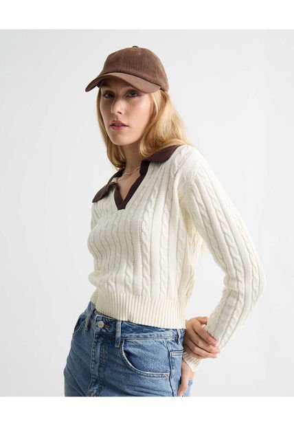 Saco Para Mujer Cuello Camisero Color Crudo Marca Seven Seven #28330672