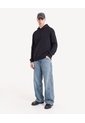 Hoodie Básico Pesado  Para Hombre Negro Seven Seven de Seven Seven