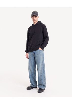 Hoodie Básico Pesado Para Hombre Negro Seven Seven