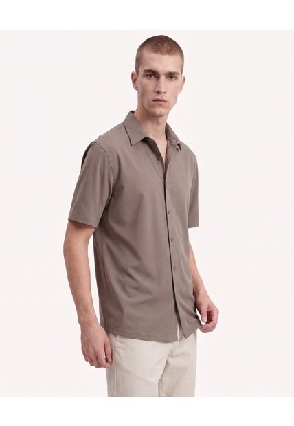 Camisa Non Iron Stretch  Para Hombre Verde Seven Seven